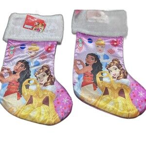 Disney Princess Christmas Stockings Set Belle Moana Cinderella Holiday Decor NWT